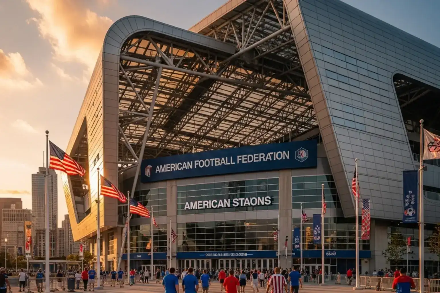 Moderne voetbalstadions in de Verenigde Staten met volle tribunes tijdens een internationaal toernooi